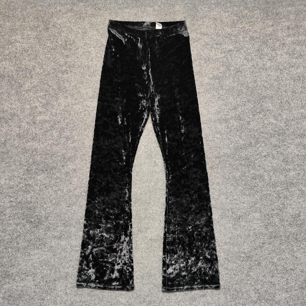 Old Navy Sweatpants Girls XL 14-16 Black Crushed Velvet Pull On Flare Leg